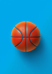 Obraz premium orange basketball ball with blue lines on blue background