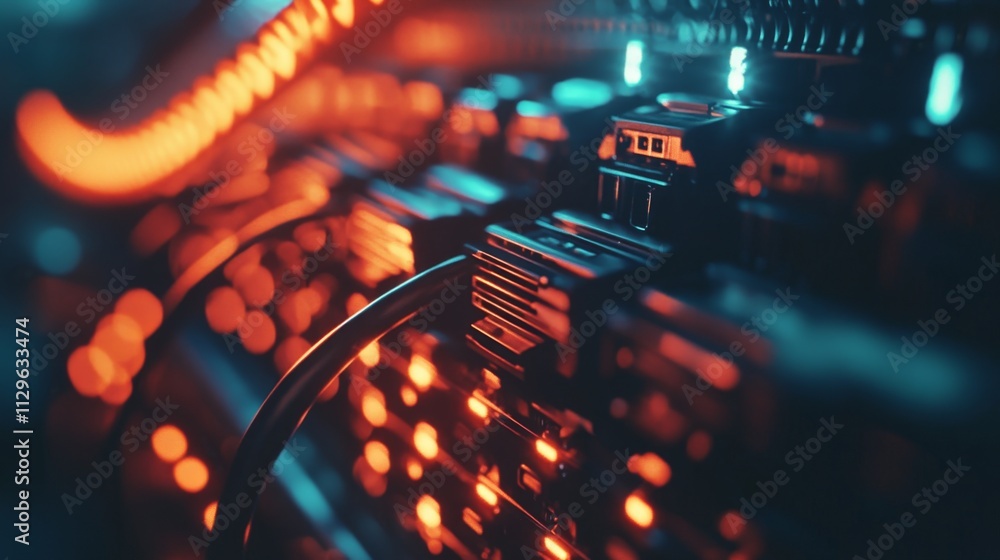 Poster data center operations modern technology hub digital infrastructure high-tech environment close-up v
