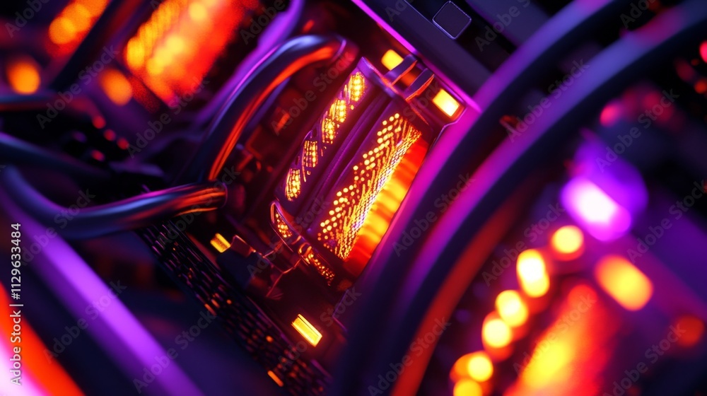 Poster innovative technology showcase data center macro photography high-tech environment close-up view fut