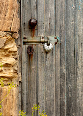 old wooden door with a lock