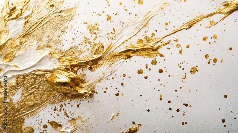 Poster dynamic gold paint splashes create artistic expression in minimalist studio space abstract art envir