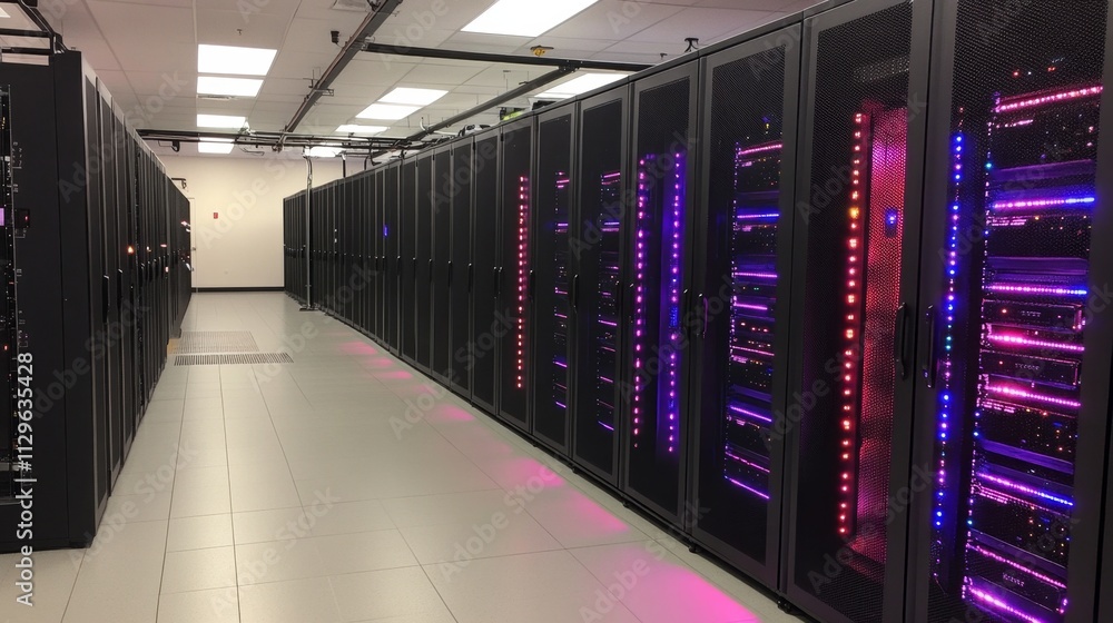 Poster data center operations showcase modern facility technology infrastructure controlled environment wid