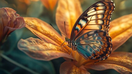 Butterfly on Flower Petal, showcasing vibrant colors and intricate details, celebrating the delicate beauty of wildlife and the wonders of nature in close proximity.