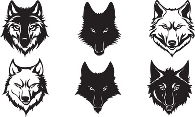 Fototapeta premium Pack of Wolves Silhouette for Wildlife Themes 