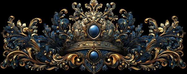 Regal crown clipart medieval heraldic design, ornate medieval illustration, royal historical style