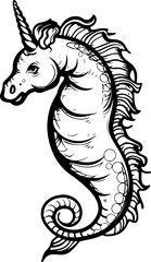 Illustration of a Mythical Unicorn Seahorse