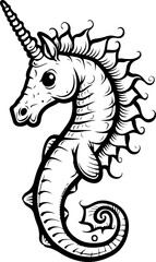 Fototapeta premium Illustration of a Mythical Unicorn Seahorse