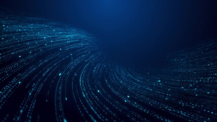 Big data abstract technology Matrix background, light data waving animation. digital landscape particle. Crypto currency, data flow. Transferring Artificial Intelligence Quantum Computer, block chain - Powered by Adobe