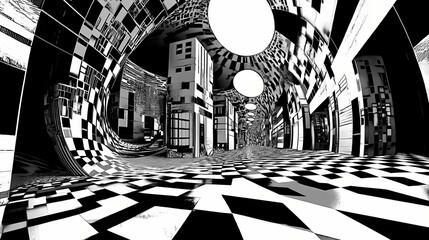 Dynamic horizons unveiled futuristic patterns in rangercore elegance in transportcore dynamic squarescape chronicles. Chronicle. Illustration