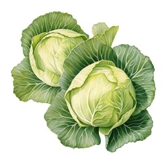 Obraz premium Three green cabbages forming a delicious and healthy group