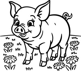 Fototapeta premium Adorable Baby Animals Coloring Page for Kids – Fun and Educational Activity, Creative Coloring Page, Playful Designs