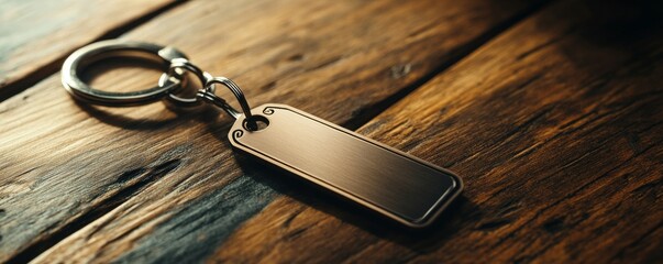 Stylish keychain mockup with custom engraving,