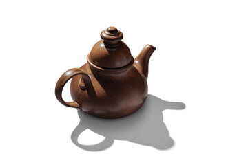 Old vintage tea pot isolated on white background