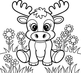 Fototapeta premium Adorable Baby Animals Coloring Page for Kids – Fun and Educational Activity, Creative Coloring Page, Playful Designs