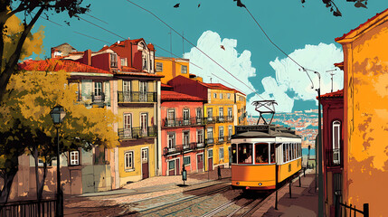 Obraz premium Lisbon, portugal. Chronicle. Illustration