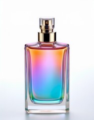 Vibrant iridescent perfume bottle.  A colorful and stylish fragrance.
