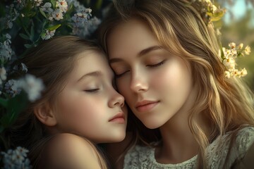 Obraz premium Mother and daughter outdoor portrait
