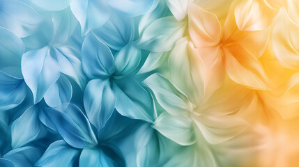 Delicate floral patterns fill the canvas with soft hues of blue and yellow, creating a calming and serene visual effect that invites tranquility