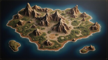 Obraz premium Hand-drawn Map of a Fictional Island