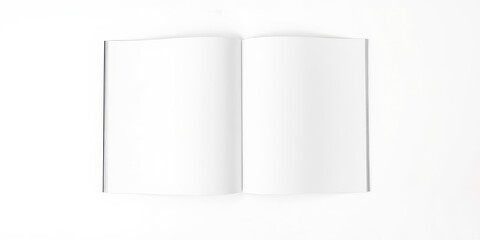 Minimalist mockup of a magazine cover and open magazine on white background, mockup, publication