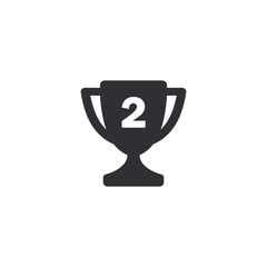 Winner's trophy icon. Symbol of victory. Cup icon. Goblet icon. Champion trophy cup. Sport cup on stand. Achievement badge. Reward badge. Second place. Quality mark. Premium quality. Award icon. Place