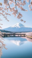 mount fuji seen from a building with copy space vertically 9:16