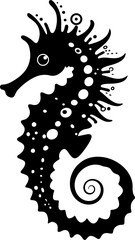 Obraz premium Stylized Black and White Seahorse Illustration