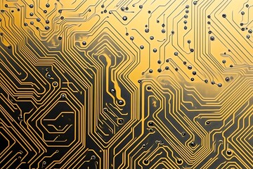 Abstract dark geometric background featuring glowing golden lines and sparkles, creating a modern, futuristic, and elegant design.