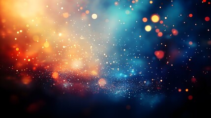 Abstract composition of glowing red, orange, and blue bokeh lights with subtle gradients, creating a magical and dreamy effect.