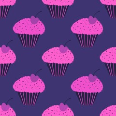 Birthday cake party seamless gift pattern for wrapping paper and fabrics