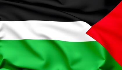Obraz premium Palestinian Flag Close Up Image: Vibrant Colors and Fabric Texture of the National Symbol