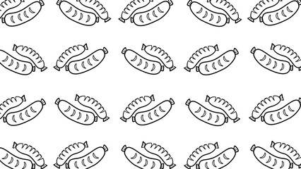 Sausage Pattern Seamless Design. Sausage doodle seamless pattern with a black and white color suitable for background. Sausage Pattern Background.
