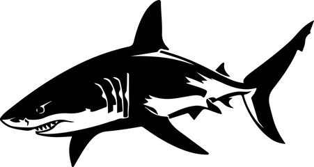 Fototapeta premium Stylized Black and White Shark Illustration