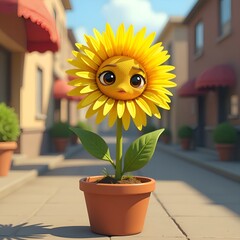 A sad sunflower flower is experiencing emotions