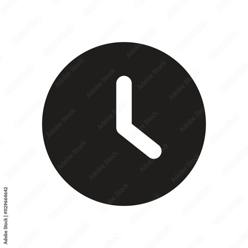 Poster the image depicts a minimalist white analog clock face on a dark grey background indicating a time.