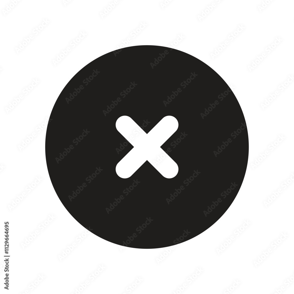 Poster the image shows a minimalist pixel art graphic of a white circular button featuring a small cross in