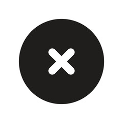 Fototapeta premium The image shows a minimalist pixel art graphic of a white circular button featuring a small cross in its center.