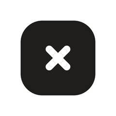 Obraz premium A simple pixel art graphic depicting a white square button featuring a central cross icon against a grey background.