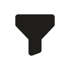 A minimalist graphic depicting a white funnel icon against a gray background representing a simple process.