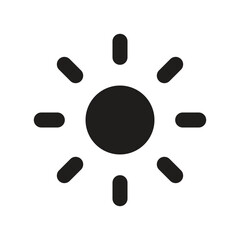 The image depicts a simple stylized sun icon rendered in white against a dark gray background.