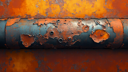 Rusty old pipes with peeling paint and visible corrosion, rusty, old, pipes, metal, corroded, decay, deteriorated. Erosion. Illustration