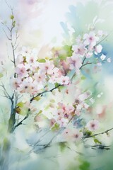 Fototapeta premium soft summer watercolor floral background