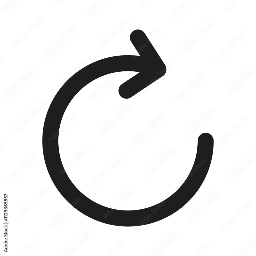 Poster a simple white circular arrow on a grey background symbolizes continuous renewal or cyclical process