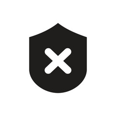 Fototapeta premium A simple pixel art graphic depicting a white shield containing a central cross symbol, suggesting security or protection.