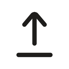 A simple white upward pointing arrow icon on a grey square background, commonly used for upload functions.