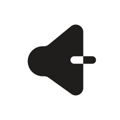 The image shows a low-resolution white speaker icon in a muted or silenced state against a grey background.