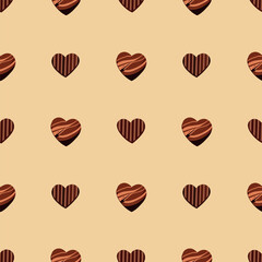 Hearts chocolate candies vector seamless pattern