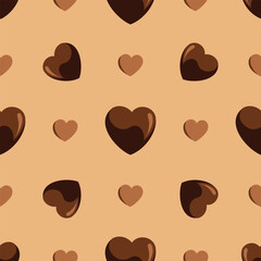 Chocolate hearts for valentines day seamless vector pattern