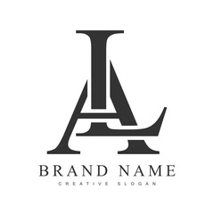 AL trendy logotype template. Initial letter a and l classic font style. Creative logo for company name or identity.