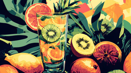 Tropical Fruit Sangria Cocktail